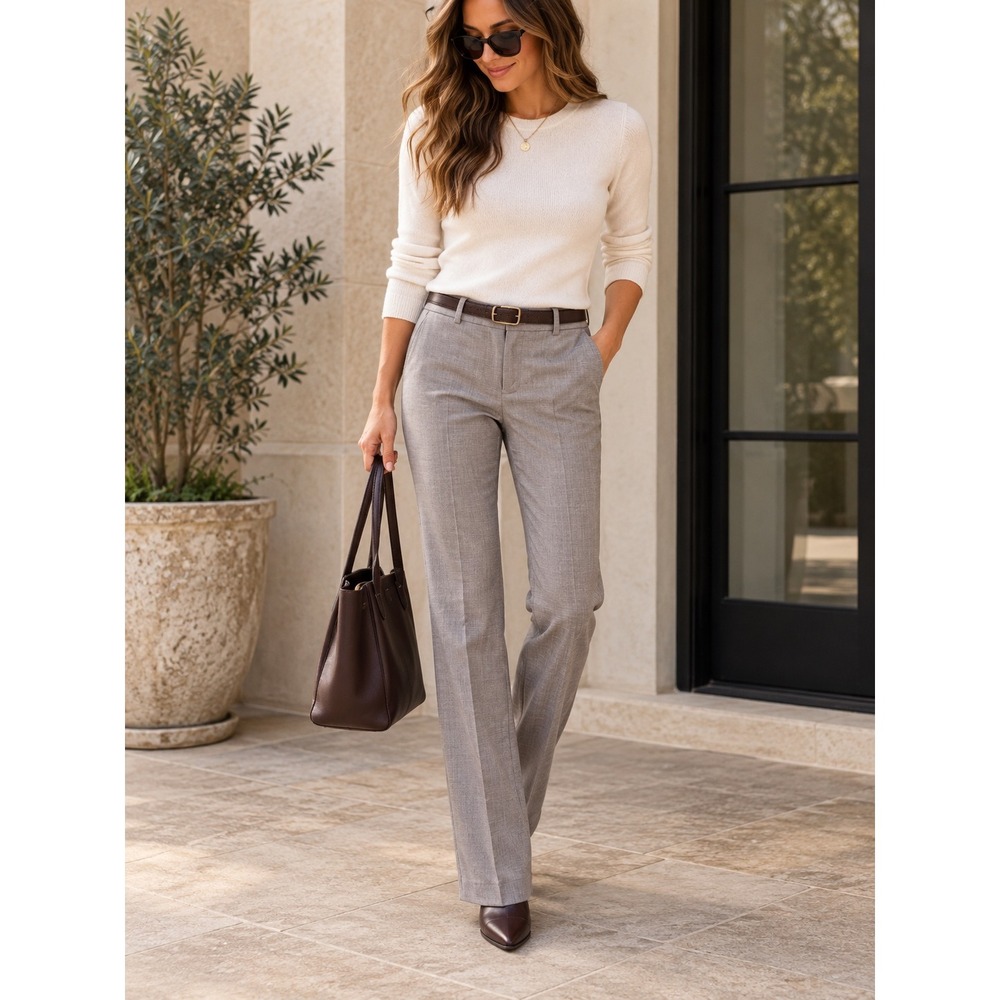 Banana Republic Pants Women Size 2 Martin Fit Taupe Straight Leg Dress Trousers